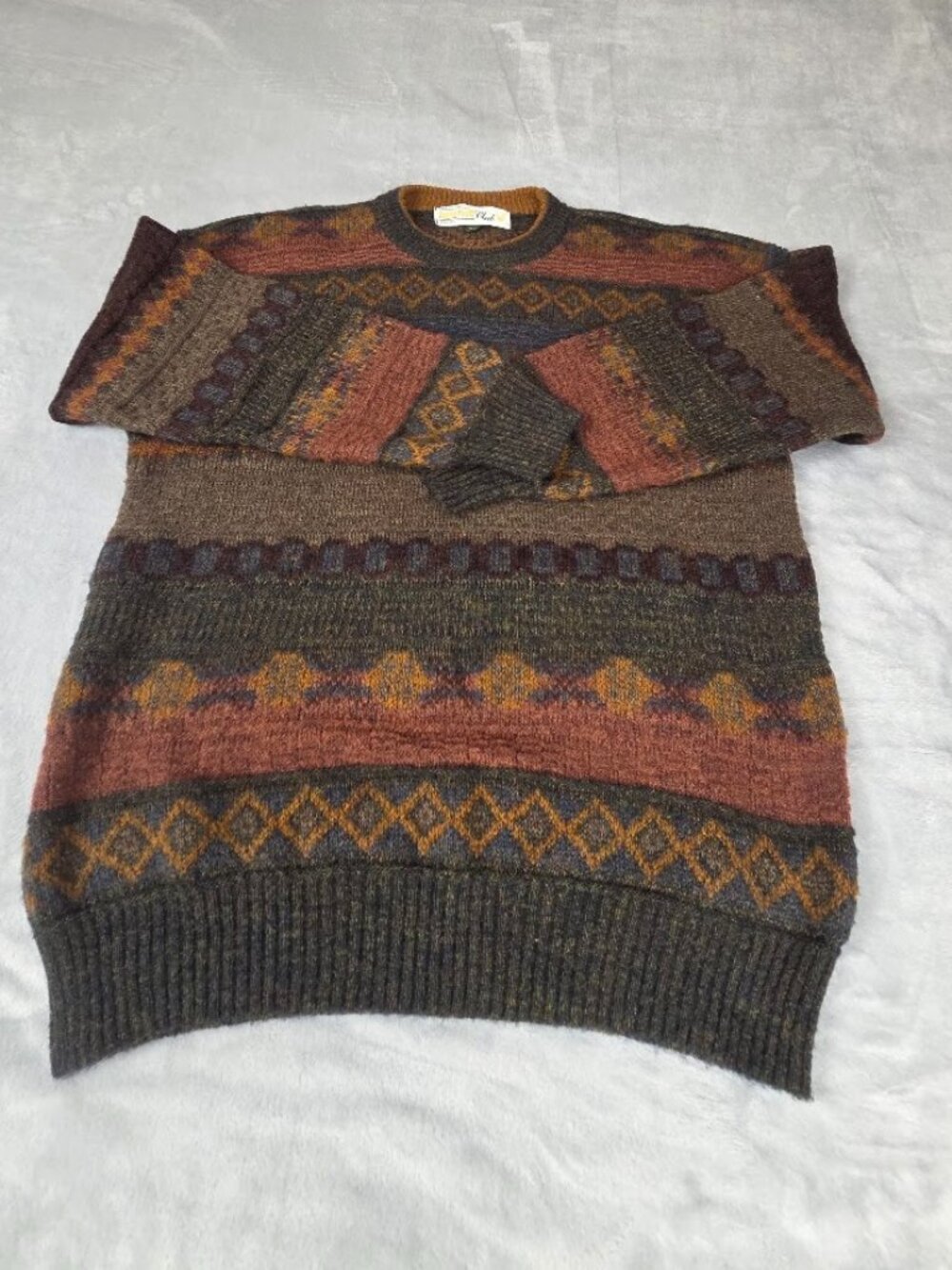 Lyle & Scott Club Mens Vintage Wool Blend Sweater Medium Italian Made Argyle